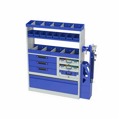 Stellingen en opbergsystemen voor bedrijfswagens, maatwerk voor optimale organisatie.