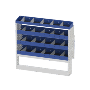 Stellingkast voor bedrijfswagens met meerdere vakken voor efficiënt opslaggebruik.