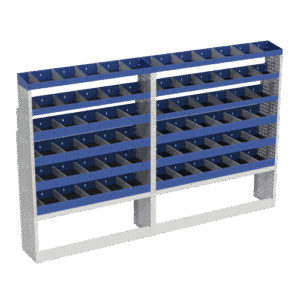 1. Houten gereedschapswagen met opbergvakken, ideaal voor bedrijfswagens en professionele opslag.