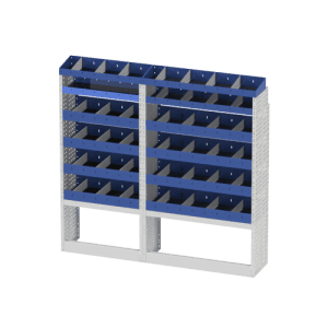 Veiligheidsopbergkast voor bedrijfswagens, ideaal voor het organiseren van gereedschap en onderdelen in bedrijfsauto's.